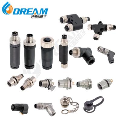 DREAM START Plastic M12 Straight 2 3 4 5 8 Pins Screw Locking Assembly Connector Female Male Circular Electrical Cable Connector