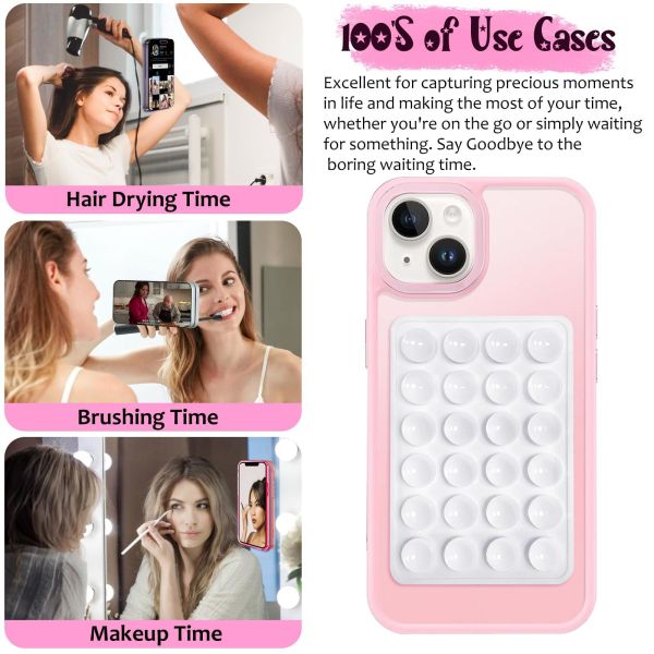 Portable 24 Sucker Double Sided Acrylic Adhesive Silicone Mobile Phone Holder Low Noise Soft Selfie Case Anti-Shock Removable