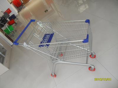 Europe Style 100L Supermarket Shopping Carts Grocery With Blue Plastic Parts
