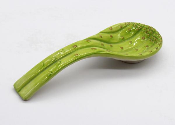 Green Vegetable Asparagus Ceramic Spoon Rest Cook Holder Dolomite Spoon Holder