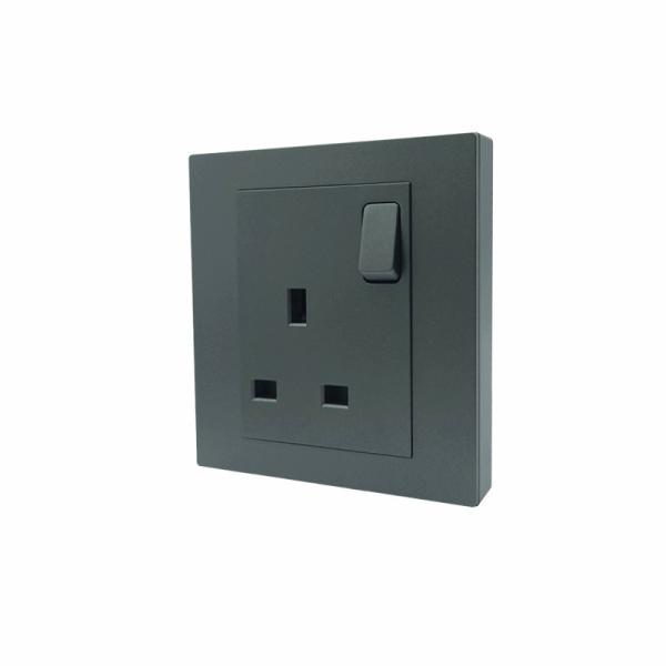 13 Amp British Standard Power Socket PC Black / Champagne / Grey