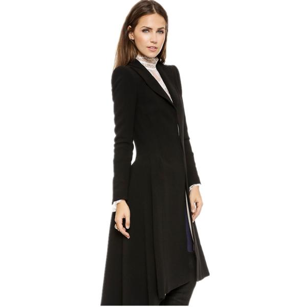 Autumn Winter Women Swallowtail Woolen Long Black Trench Dovetail Slim Blazer Dress 4XL 5XL Plus Size Goth Trench Outwea