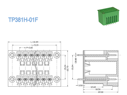 Мыжской тангаж 3.81mm коллектора гнезд/300V 8A/2*2P-20*2P, Pluggable терминальный блок