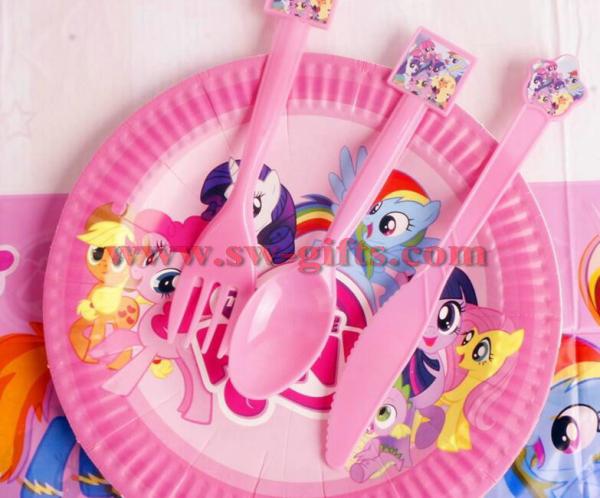 New pony party supplies for children birthday party party supplies of table cloth cups forks