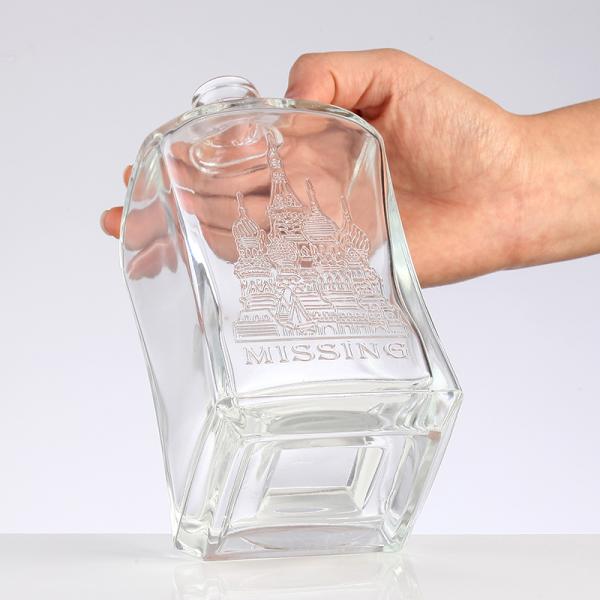 Hot Stamping Surface Engraved Letter Bottle for Beverage Square Whiskey Rum Brandy