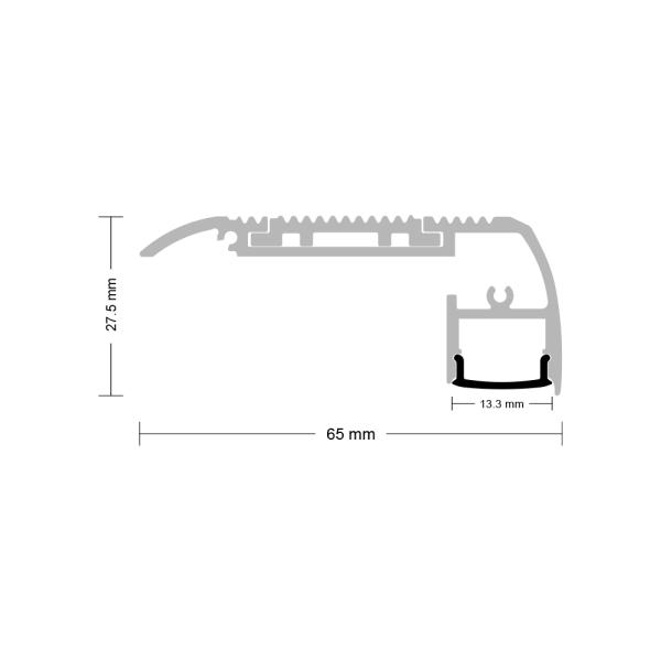 Perfil de escalera LED de aluminio 6063 65.0x27.5mm Longitud personalizada