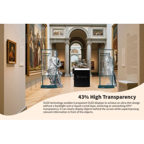 49 Inch HD Touch Ultra Thin T-shaped Desktop Bar-type OLED Transparent Advertising Display