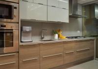 da cozinha moderna do armário de 3500mm despensa em forma de L Brown para a casa de campo do apartamento