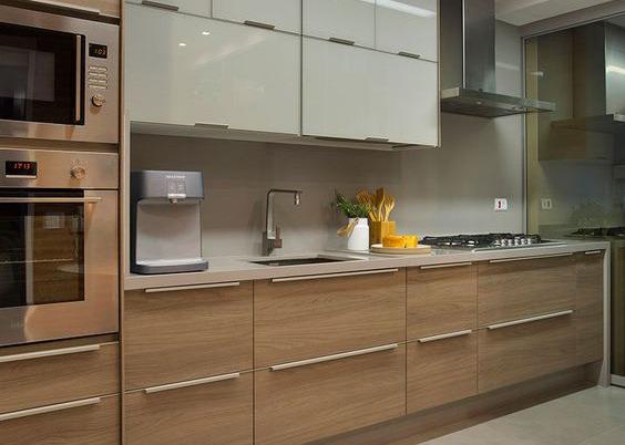 3500mm Modern Brown Cabinet Kitchen L Shaped Pantry For Apartment Villa