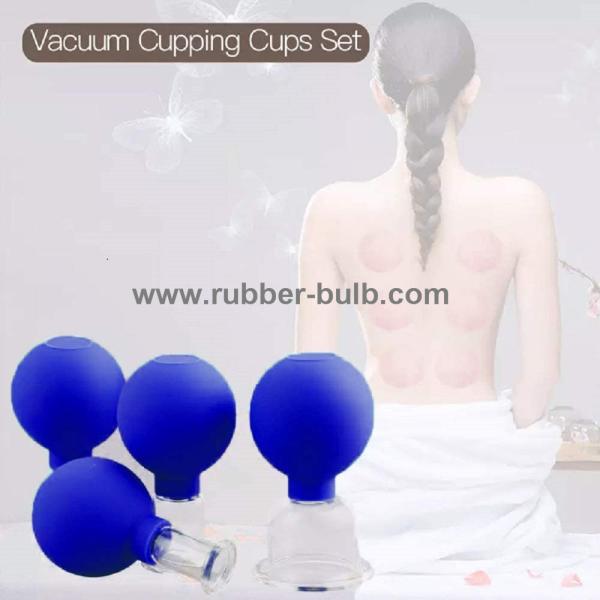 4 Pieces Glass Facial Cupping Set-Silicone Vacuum Suction Massage Cups Anti Cellulite Lymphatic Therapy Sets For Face