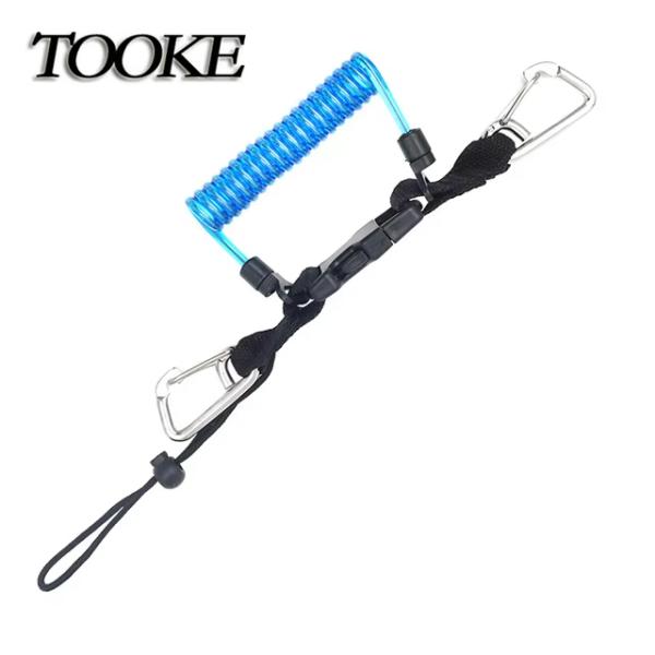 Safety Flexible Quick Release Scuba Diving Coil Lanyard For Underwater Gear Accessories