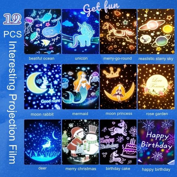 2022 Christmas Gift Dream Rolling Huts Projector Lamp With Wireless Speaker 360 Degree Rotation 12 Projection Films Cust