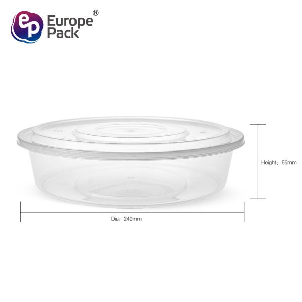 2000ml Heat resistant plastic round transparent disposable PP plastic salad bowl with lid