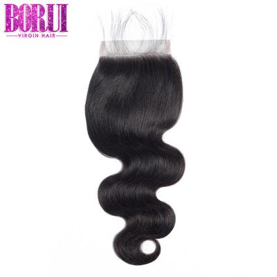 O fechamento transparente do laço do cabelo humano do laço arrancou pre com cabelo do bebê toda a cor