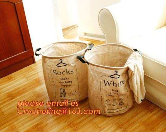 Jute Dirty clothes basket Foldable Dirty Clothes Washing Laundry Basket, Picnic Basket, Clothes Jute Basket, Food Storag