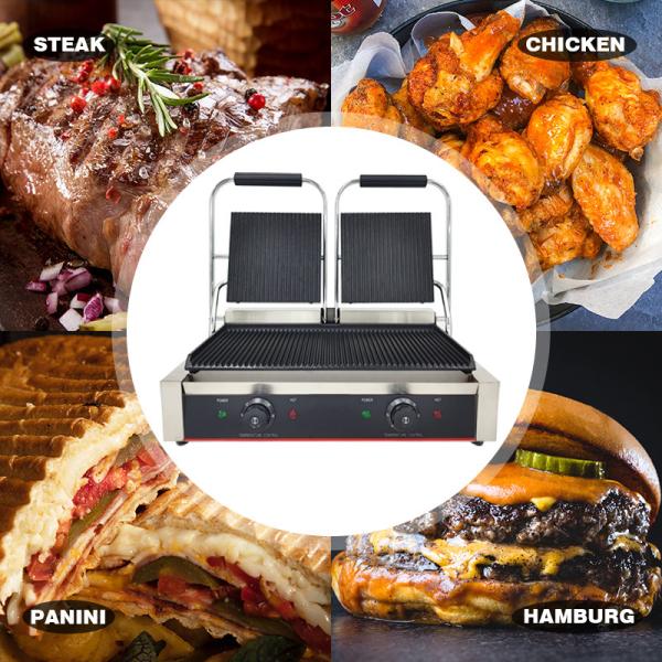 Grelha elétrica de contacto Panini sem aderência para cozinhar em restaurantes e hotéis
