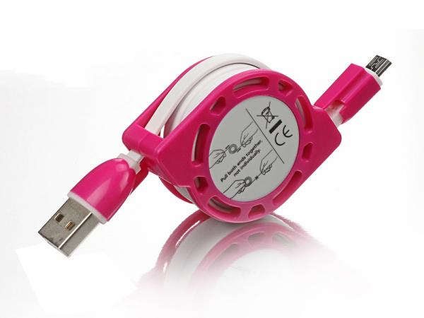 White Pink Blue USB Extension Cable Reel Micro 8pin For IPhone Android SZX-MF-105