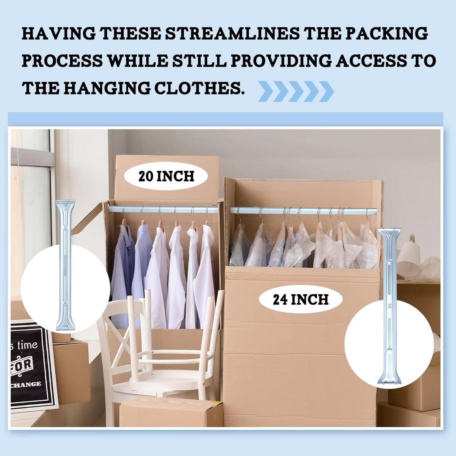 Durable Sturdy Metal Wardrobe Hanger Bar Clothes Hanging Rod for Closet Organization