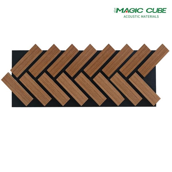 Akupanel Walnut Wood Slat Acoustic Panels with PET-Fiber Soundproofing Board For Home
