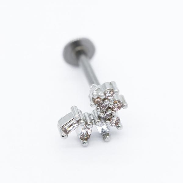 Clear Zircon Gems Labret Piercings Jewelry 16G 8mm Labret Stud Earring