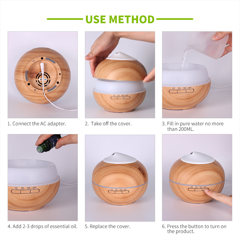 Shenzhen Factory Ultrasonic Essential Oil 200ml Wood Grain Aroma Diffuser