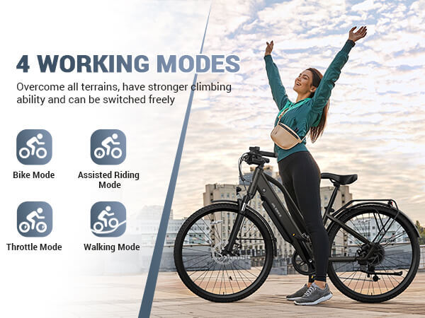 TST C624 26'' City Ebike Electric Urban Leisure Bicycle for Adult 36v Electric Hybrid Bike Electric City Bike with Bluetooth App