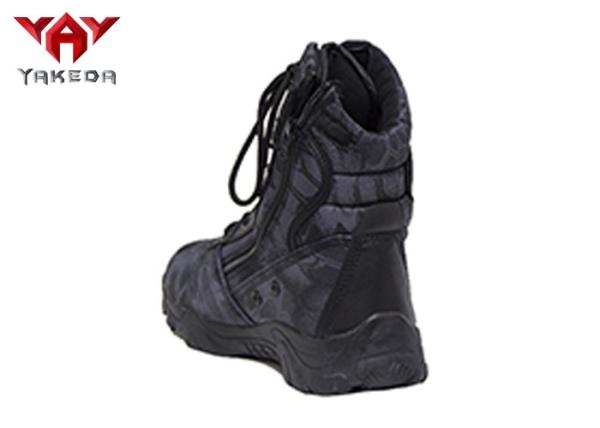 Strap Army Rubber Non - Slip Military Tactical Boots With Side Zipper Black Color