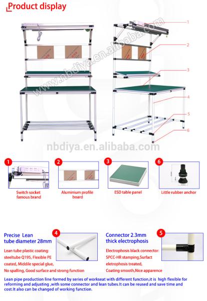 Assembly Coated Industrial Workstation Table DY24 , Adjustable Heavy Duty Workbench