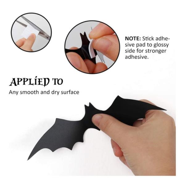 12pcs рождество PVC хеллоуин орнаментирует летучие мыши стикеров 3D черные для оформления стены
