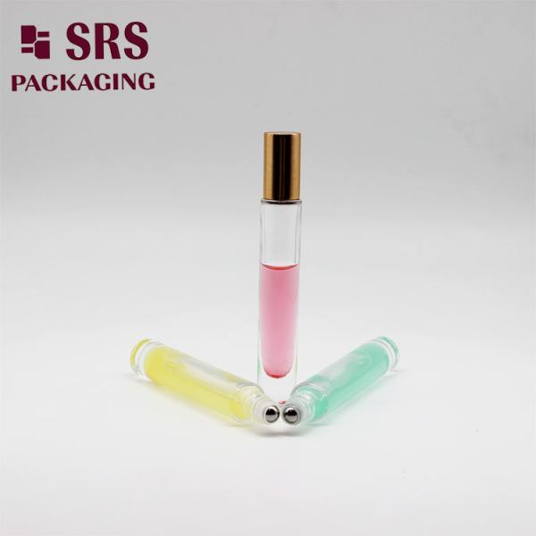 10ml transparent thick bottom glass roller metal ball bottle for perfume oil