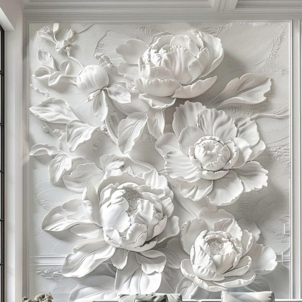 Hand Carved Natural Stone Marble Wall Art Realistic Flower Relief for Anniversary Occasion in Strong Wooden Crate Pack