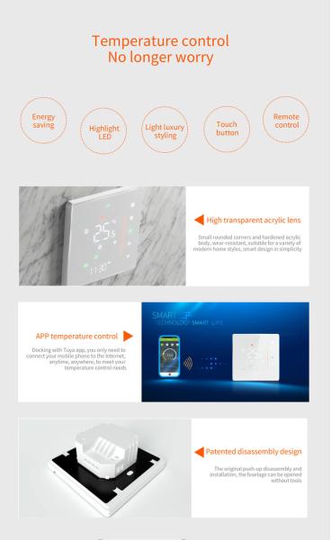 Tuya WI-FI Smart Gas Boiler 3A Thermostat Temperature Controller Programmable Touch / Mobile APP/ Voice Control Compatible With Alexa/Google Homeor Central Heating With Temperature Calibration