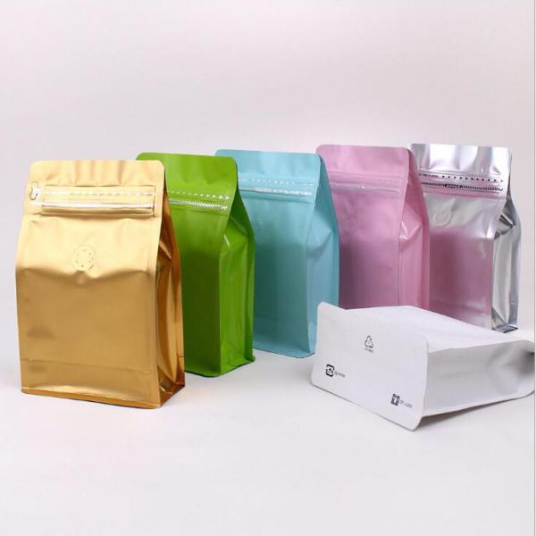 Self Sealing Aluminum Foil Kraft Zipper Pouch Bags , Eight Side Sealing Stand Up Zipper Bags