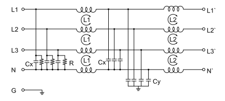 YX92G4 Высокопоточный трехфазный EMI фильтр Четырехлинейный EMI фильтр для SMPS