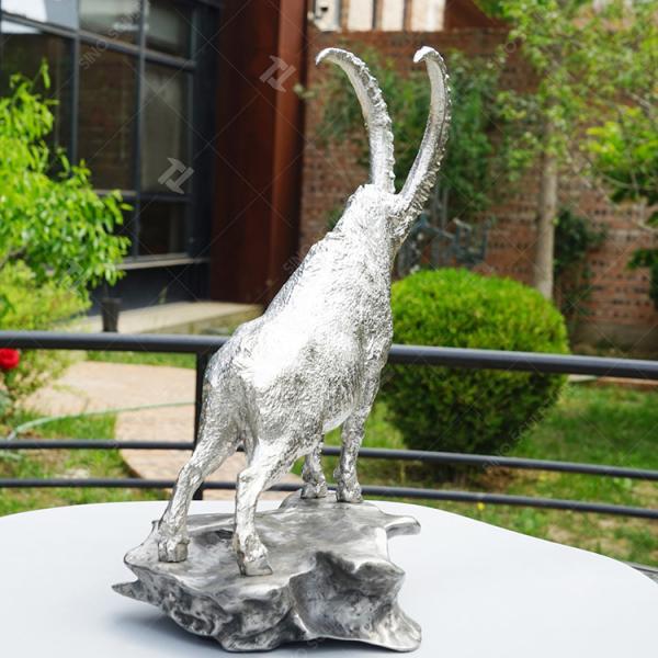 Esculturas contemporâneas de metal para jardim, estátua de cabra de metal para decoração exterior