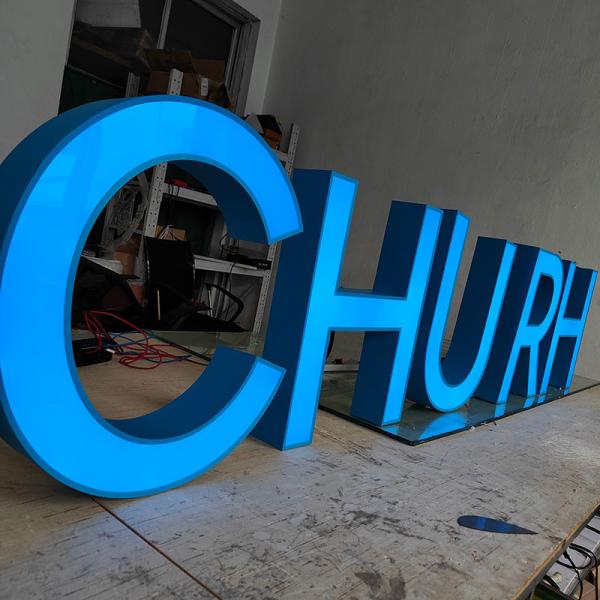 Company Shop Business Sign Logo Outdoor Metal Big Letters 3D Acrylic Led Front Lit Channel Letter Sign