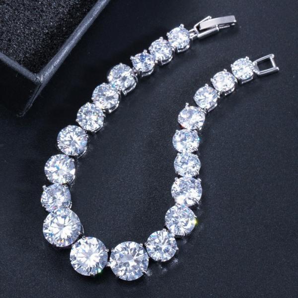 New Luxury Rose Gold Silver Color CZ Bracelet Bangle for Women Open Party Gift Jewelry Wholesale