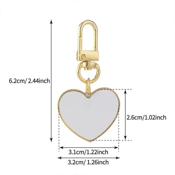 Promotion Gift Heart Keychains Gold Sublimation Metal Charm Heart Keychains