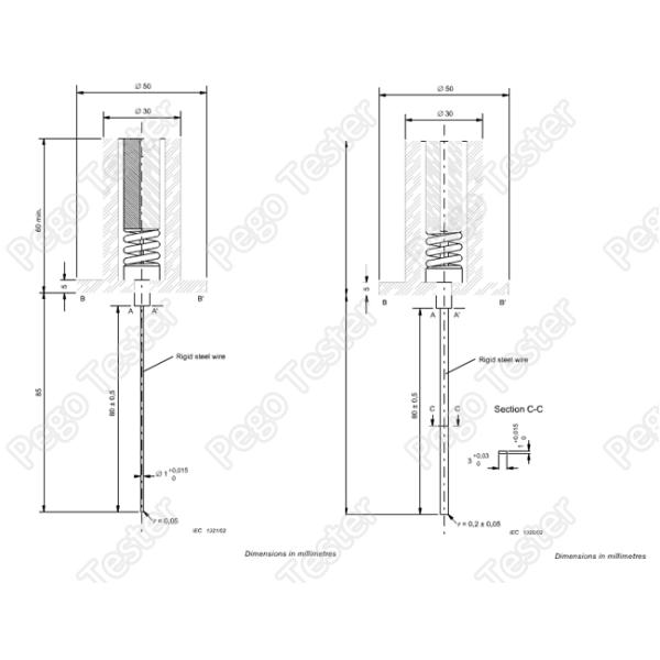 Датчики теста нейлона IEC60884-1 20N металла зондируют провод 3mm