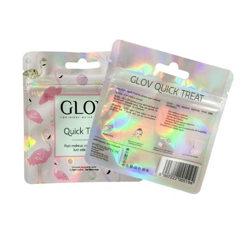 Customized Printing Plastic holographic laser film foil zip lock bags for Sponge/Brush Packing