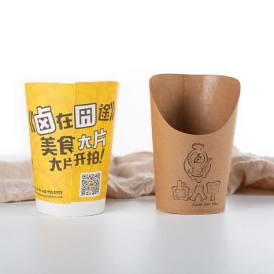 Parede feita sob encomenda de Logo Fast Food Disposable Single dos copos de papel do petisco de Kraft das batatas fritas