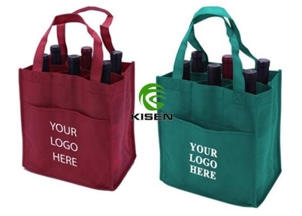 Divided 6 Bottle Wine Tote Bag , Silk Screen Custom Non Woven Bags Eco Friendly