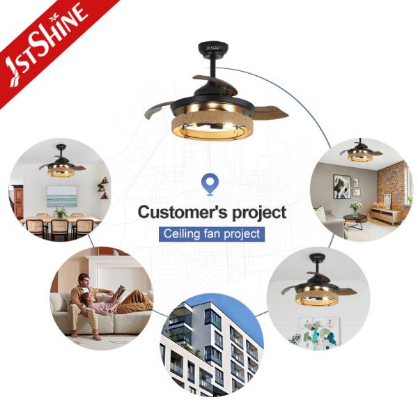 Ventilateur de plafond en cage noir de 36 pouces avec lumière et solution d'éclairage à distance de milieu de siècle