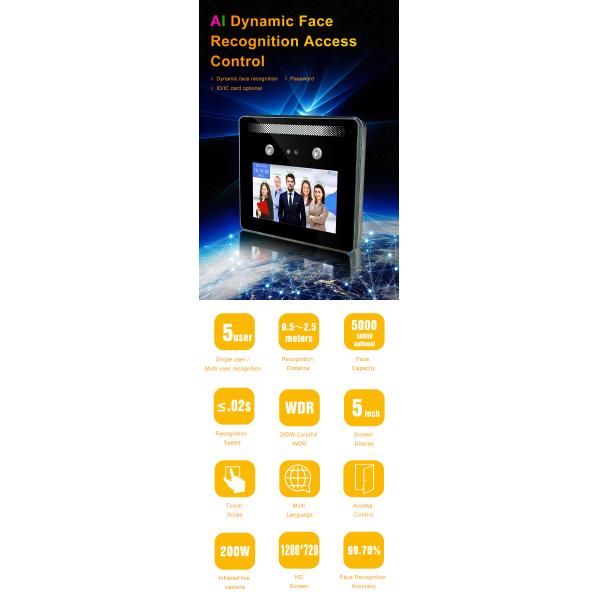 Распознавания лиц людей стороны дюйма AI05 WDR AI TIMMY 5 посещаемость времени множественного биометрическая