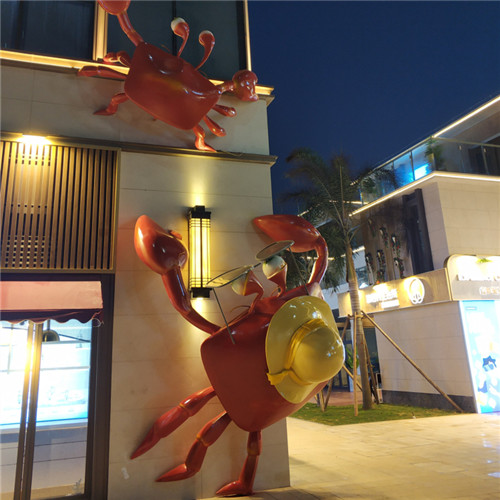 Iron Decorative Metal Sculpture Wall Mounted Giant Crab Statue For Restaurant