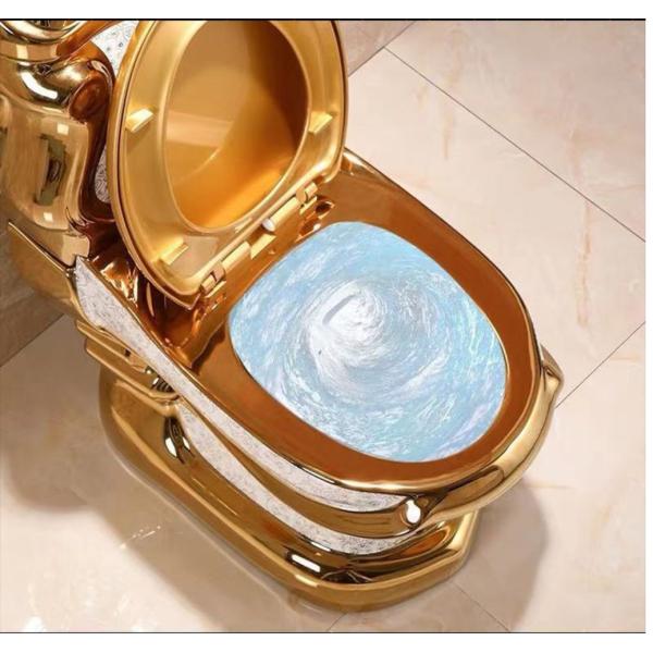Flushing Button Type Upper-pressing Two-end Gold Color One Pieces Toilet for Bathroom