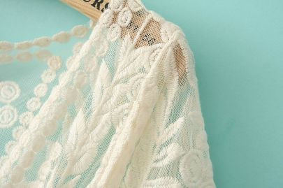 Outwear Cardigan Women Hallow Out Long Sleeve Single-breasted Button Knitted Sweater Crochet Blouse Tops