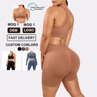 Logotipo personalizado Hexin Fitness Set de ginástica feminina com tecido ecológico e cintura alta