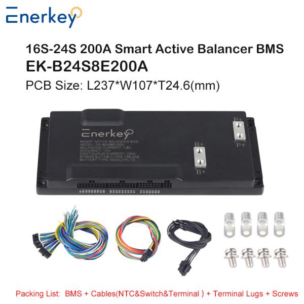 Enerkey 16S-24S 1A-8A 15A-200A Smart Active Balancer BMS Lifepo4/Lipo/LTO Battery Balance with Bluetooth APP CAN RS485