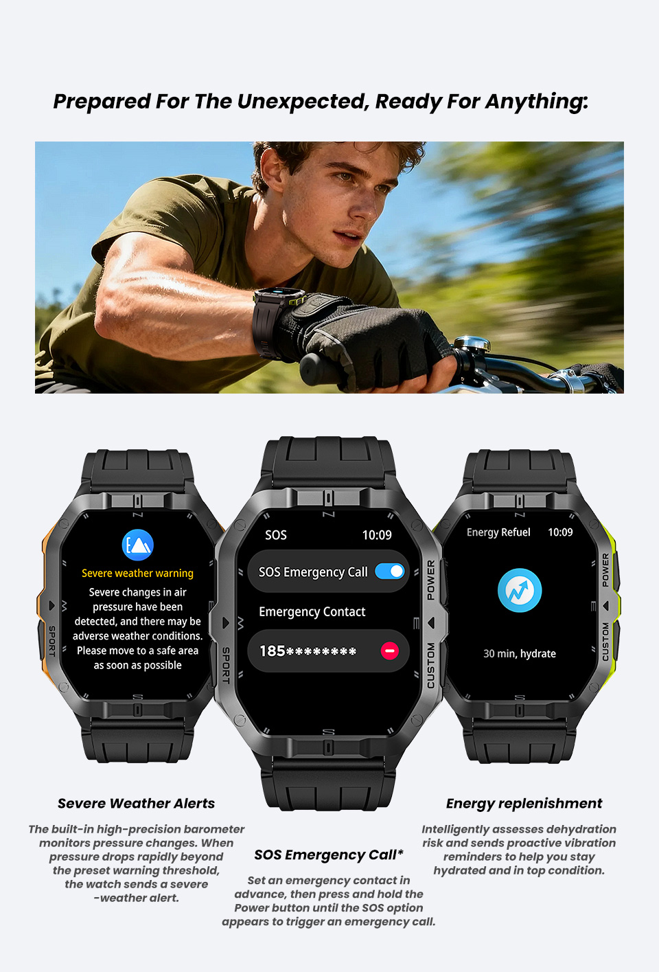 GPS Smart Watch C32 Pro 2ATM Waterproof Sports Watch Barometer Altimeter Compass 100+ Fitness Modes Running Cycling Answer Call
